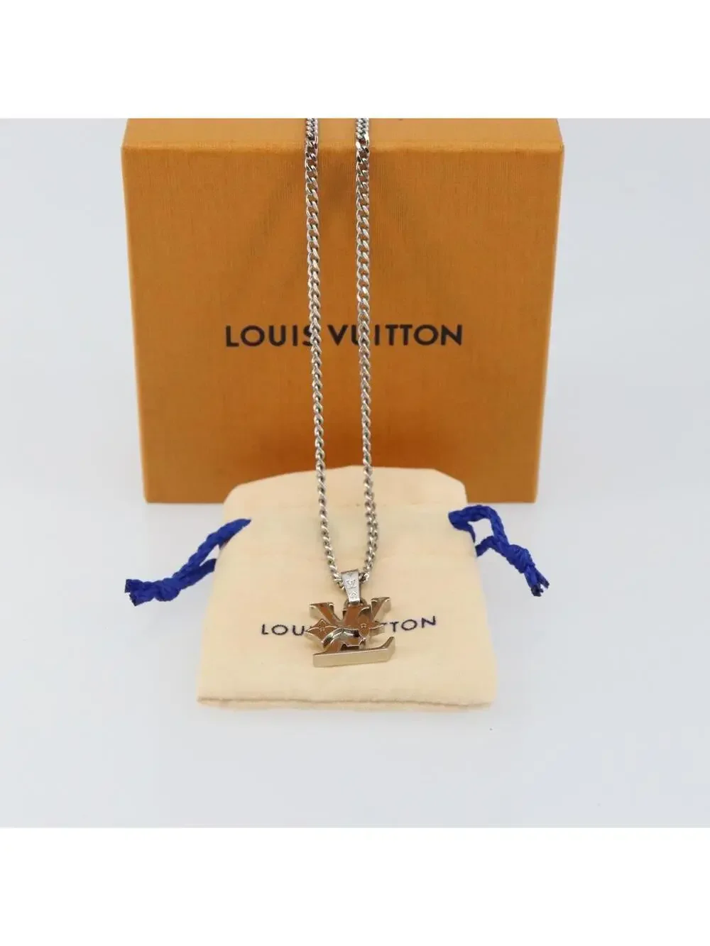 Louis Vuitton Row Necklace Metal Silver #344444L74B